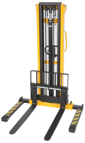 Steel Stacker Manual Pump 2 - 118 In. 1,500 - 2,000 Lb. Capacity Black / Yellow